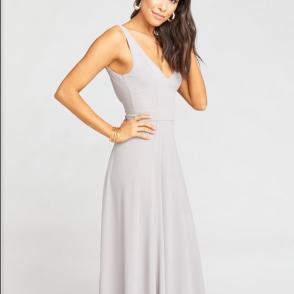 Show Me Your Mumu Jenn Maxi Dress Grey Chiffon S
